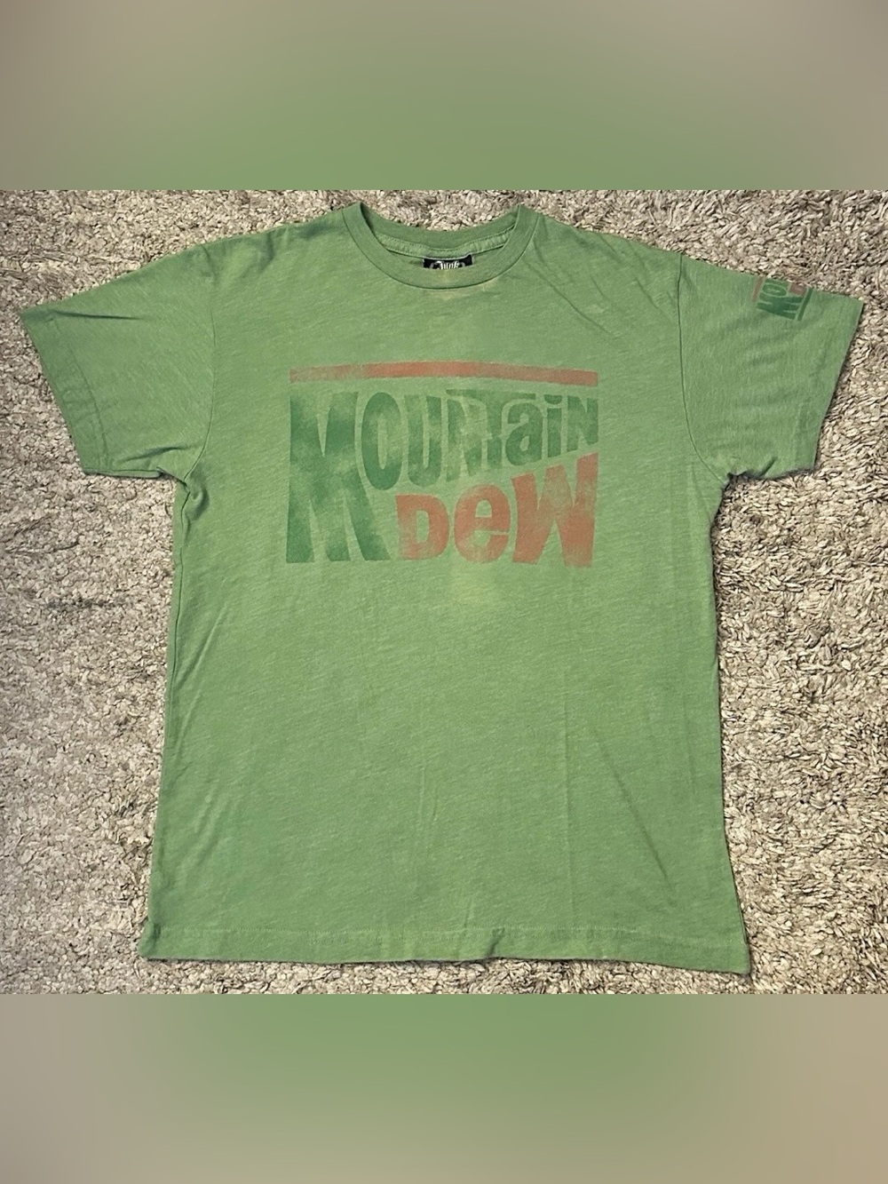 Junk Food Men’s S Green Crew Neck Mountain Dew Retro Short Sleeve T-Shirt USA